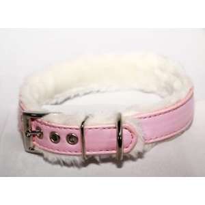  Bellas Luxury Fur Lined Leather Dog Collar, Small 3/4 X 