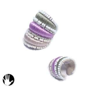   sg paris women ring ring adjustable multicolor pastel fabrics Jewelry