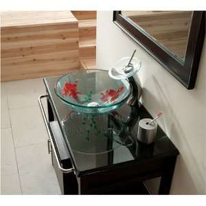    Clear Tempered Glass Sink W. Goldfish Art Design