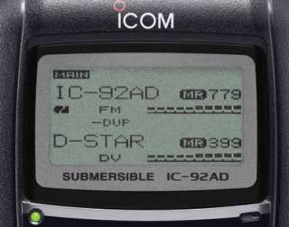 The Icom IC 92AD is a rugged 5 watt dualband HT with D STAR built in 