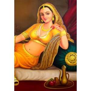   Indian Diwan Lady Portrait (Size  30 X 42 Inches)
