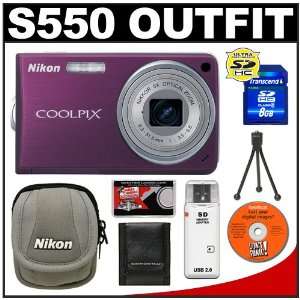  Nikon Coolpix S550 10 Megapixel Digital Camera (Plum) with 
