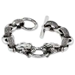  Ed Hardy Panther Head Toggle Bracelet/Stainless Steel 