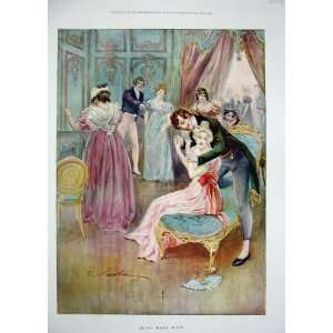  1896 Colour Print Women Men Game Blind Mans Buff Dance 