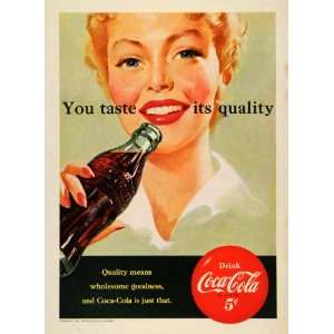   Ad Women Taste Coca Cola Bottle Quality Coke Soda   Original Print Ad