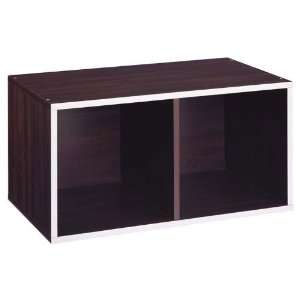  2 Section Double Storage Cube (Espresso with Silver strip 