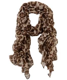 Brown Pattern (Brown) Frilled Leopard Print Scarf  233450829  New 