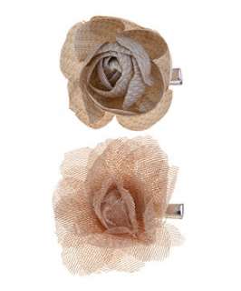 Biscuit (Stone ) Shimmer Rosette Hair Clips  245112415  New Look