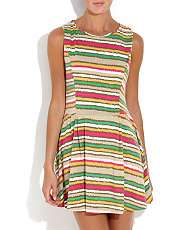 null (Multi Col) Mela Bright Stripe Dress  260263499  New Look