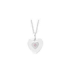 Young Girls Silver Heart Pendant With Pink Sapphire Accent(14 to 16 
