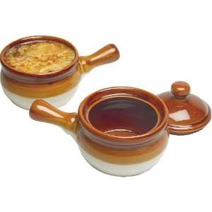  Set of 4 Traditional French Onion Soup Bowls with Lids 