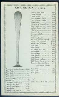 1934 Gorham Co. Covington Sterling Silver Price List  