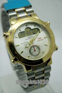 Rare Vintage Casio GPZ 501 Dual Time DIGITAL Gold Watch NEW Japan 