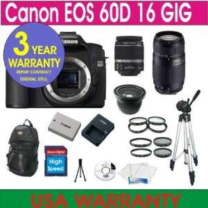 com Canon EOS 60D Digital Camera + 16GB Memory + 7 Lens Deluxe Camera 