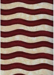 WAVY RED AND CREAM STRIPES~ Cotton Quilt Fabric  
