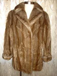 Vintage Faux Fur Beige Mink Coat Jacket Medium Large  