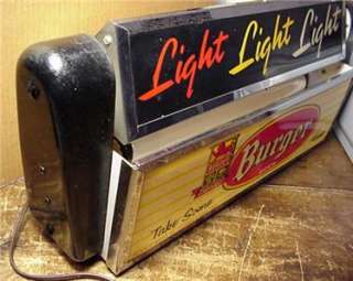Vintage 1956 Burger Beer Rotating Lighted Sign. WORKS & Looks Great 