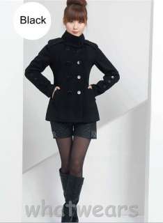 Womens D Breasted Short Trench Coat Jacket Black A12  