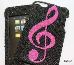 iPod Touch 2nd 3rd Gen DIAMOND BLING HARD CASE COVER PINK BLACK CLEF 