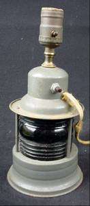 Brass Nautical Ships Lamp Lantern Electric Two Bulb Green Lens 