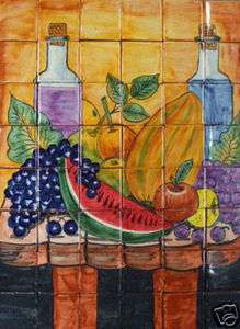 Mexican Talavera Tile Mural TABLE FRUIT DESIGN DELICIOUS 48 pcs 24 