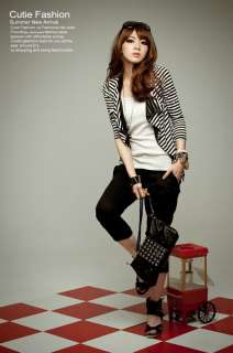 81598 Japan Korean Fashion Style Asymmetry Chiffon Side Stripe Coat 