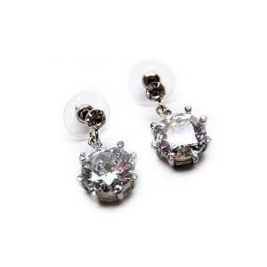  CZ Stone Linear Drop Earrings White Jewelry