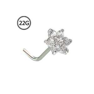   Nose Stud Ring 4.5mm Christina Flower Cluster CZ 22G FREE Nose Ring