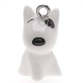   Painted 3 D Seated Bull Terrier Puppy Dog Charm Lightweight 20mm (1