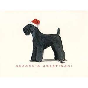  Kerry Blue Terrier in Santa Hat Boxed Christmas Notecards 