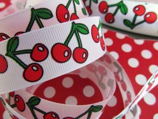 yards Red Cherry Grosgrain 7/8 Ribbon 23mm/polyester/craft 