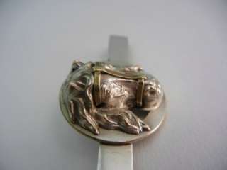 Antique Horse Brooch Silvertone Brass Bridle  