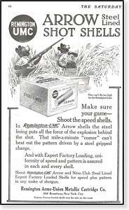 1912 Arrow rifle shot shells Reminton Arms UMC print AD  