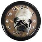 PUG DOG 2 Round Wall Clock Black GIFT DECOR COLLECTOR