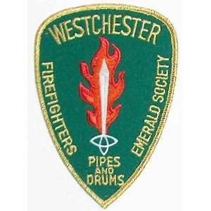   Firefighters Emerald Society Pipes & Drums Cloth Shoulder Patch Size