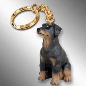 Doberman, Black, Uncropped Tiny Ones Dog Keychains (2 1/2 in)  