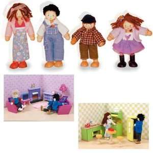  Le Toy Van Doll Family with Sugar Plum Sitting Room and 