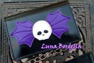 ADDICTED~Skull Bat Wallet/Chain~Black/Purple~Goth/Punk  