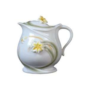  4 inch Glazed Porcelain Calla Lily Sugar Bowl with Lily 