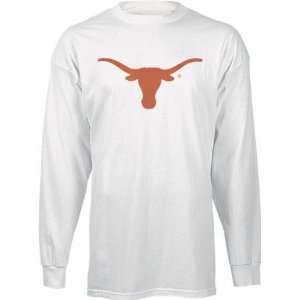  Texas Longhorns White Big Logo Long Sleeve T Shirt Sports 