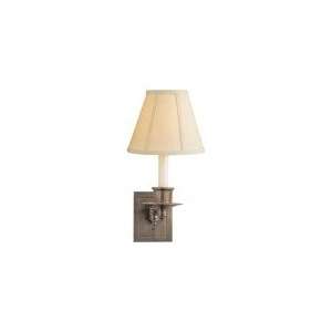 Studio Single Swing Arm Sconce in Antique Nickel with Linen Shade by 
