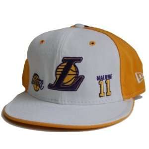 New Era Throwback Los Angeles Lakers Fitted Hat Karl Malone 100% Wool