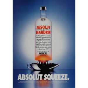  2001 Ad Absolut Mandrin Squeeze Bottle Orange Juicer 