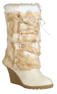 Neff Winter Faux Fur Suede Wedge Boots Ice Winter White  