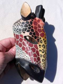 UNIQUE BEAUTIFUL HAND CARVED/PAINTED GIRAFFE MASK KENYA  