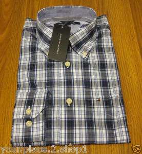 Tommy Hilfiger Mens Plaid Button Front Casual Shirt  