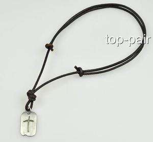 Special Cross Real Leather Beach Chocker Necklace Brown  