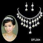   Bridesmaid crystal necklace earring Sliver Jewelry set TL0303  
