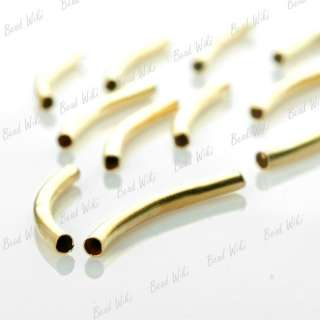 60 Gold Plated Curved Tube Charm Spacer Metal Bead MB27  