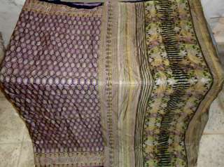 Pure silk Antique Vintage Sari Fabric 4y Black Wine #001QX  